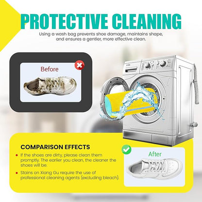XXL Shoe Washing Machine Bag: Laundry Bag for Washing Machine - 2pc Reusable Cleaning Laundry bag for Sneaker, Tennis Shoe, Cleaner Kit, 360° Deep Clean with Shape keeper (2 PCS)