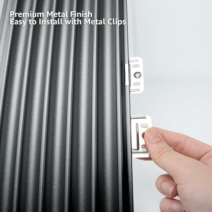 Art3dwallpanels Slat Wall Paneling, 104'' x 6.3'' Glossy Metal Finish WPC Soundproof 3D Wall Panels for Interior Wall Decor, 8 Pack Wavy Grain Panel Wall Slats, Metallic Silver Dark Gray
