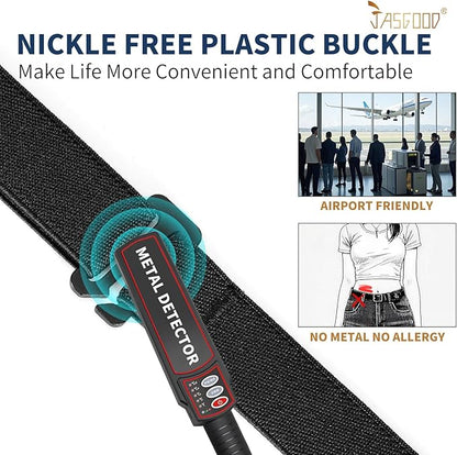 JASGOOD Women No Show Stretch Belt Elastic Web Strap Belt with Flat Buckle for Jeans Pants Dresses