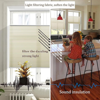 LEXEN Smart Top Down Bottom Up Honeycomb Shades - WiFi Enabled Motorized Cellular Blinds Compatible with Alexa/Google Home Double Cellular Fabric Light Filtering Insulated Custom Sizes-White