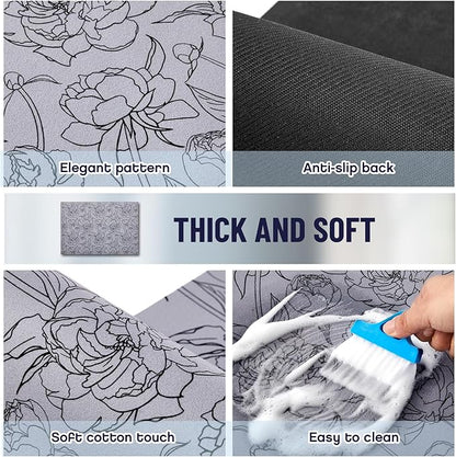 Teenyyou 1 Pcs 26" x 18" Dryer Top Protector Mat, Washer and Dryer Topper, Non Slip Waterproof Machine Cover Dust Proof Quick Drying Topper Pad for Laundry and Kitchen (Peony)