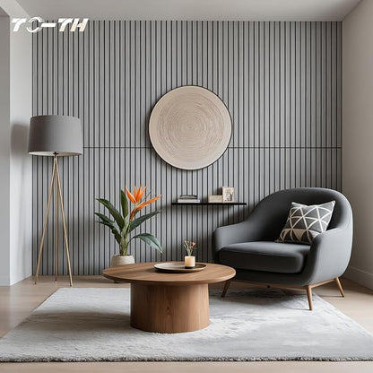 TO-TH Wood-Look Acoustic Wall Panels, 10 Pack 47.2” x 23.6” Sound Panels, Decorative Wood Panels for Wall Sound Dampening Panels for Home, Office, Basement, Gray Oak with Mitered Edges