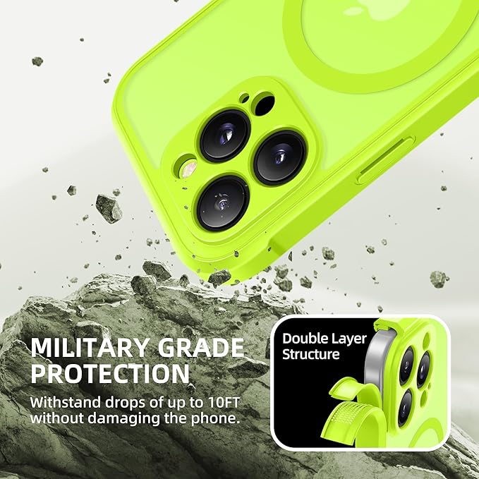 BERFY Magnetic for iPhone 16 Pro Case, Compatible with MagSafe, Built-in Privacy Screen Protector and Upgraded Camera Protection, Anti-Spy Full Body Shockproof Phone Case for 16 Pro 6.3", Bright Green