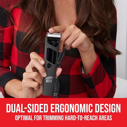 HAPPY NUTS The Ballber Pro Electric Groin & Body Hair Trimmer for Men - Mens Body Groomer Kit for Privates - Waterproof Shaver for Hard to Reach Areas