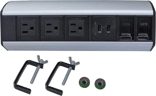 Power and Data Center with 2.1 Amp Dual USB Charger - Edge Mount Tabletop Center