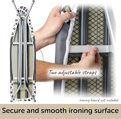 oliso Ironing Board Cover – 100% Cotton with Professional Felt Pad, Fits Standard 54" x 15" Boards – Secure Fit with Wide Elastic Edge & Adjustable Straps – Mimi G