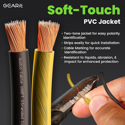 GEARit Pro Series 16AWG Speaker Wire, 16 Gauge Speaker Wire Cable (100 Feet / 30 Meters) Great Use for Home Theater Speakers and Car Speakers, Transparent Black/Yellow