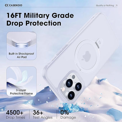 CASEKOO Designed for iPhone 13 Pro Max Case with Magnetic Invisible Stand [Military Drop Protection] [Compatible with MagSafe] Shockproof Translucent Matte Slim Promax Phone 6.7", Translucent White