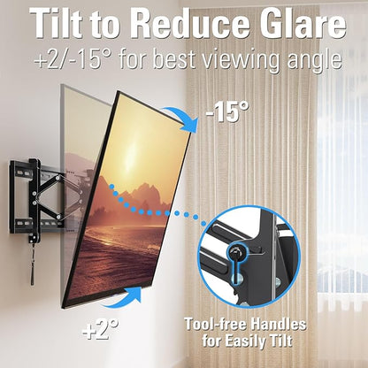 Mounting Dream Advanced Tilt TV Wall Mount for Most 42-90 Inch Flat and Curved Television, Universal Mount Bracket with Extension up to 7 inch, Fits 16", 24", 32" Studs, Max VESA 800x400mm and 120LBS