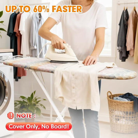 Ironing Board Cover and Pad, 15x54 Standard Size Thick Iron Padding, Scorch & Stain Resistant Ironing board cover, Heavy Duty Iron Board Padded with Adjustable Fasteners Durable Elastic Edge, Colorful