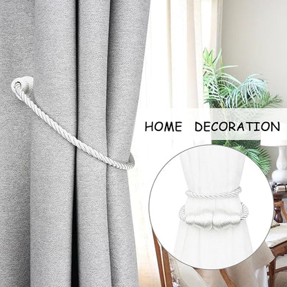 Nieffeiy Magnetic Curtain Tiebacks Outdoor Curtain Tie Backs Rope Decorative Magnetic Curtain Holders for Drapes Window Treatment Holdbacks, White 6Pack