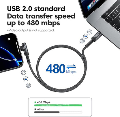 USB C Cable [2Pack, 3.3ft] 240W Fast Charging Type C Cord, Nylon Braided USB 2.0 Cable for iPhone 17 16 15 Pro Plus Pro Max Air, iPad Pro, Samsung Galaxy S24 S23, Switch, MacBook Pro, Pixel-Black