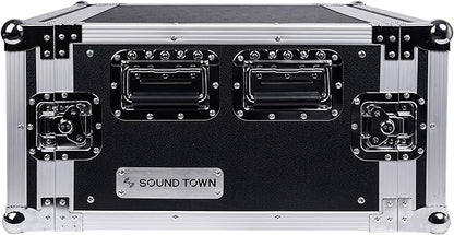 Sound Town 6U PA/DJ Rack/Road Case, 6-Space, with 21” Depth, Plywood, Metal Ball Corners - Pro Tour Grade (STRC-6U)