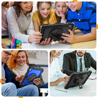 timecity for iPad (A16) 11th/ 10th Generation Case 11''/ 10.9 Inch (2025/2022) - Heavy Duty Protective Cover with Screen Protector, Stand, Shoulder Strap & Pencil Holder | Kids-Friendly - Black