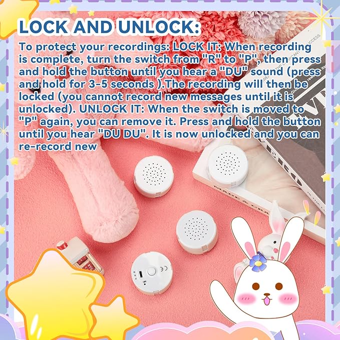 Handepo 6 Pcs White Sound Recorder Voice Recorder Music for Stuffed Animal Toy Recording Device Recordable Sound Module, Record Messages for Plush Toy Doll Stuffed Bear Pillow(20 Seconds)