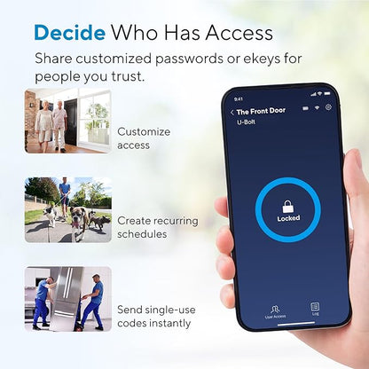 ULTRALOQ U-Bolt Smart Lock with WiFi Bridge, 6 in 1 Keyless Entry Door Lock with App Remote Control, Backlit Keypad, Auto Unlock, Smart Deadbolt Front Door, ANSI Grade 1, 1 Year Battery, Satin Nickel