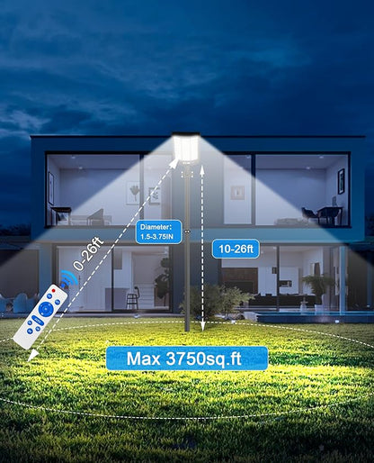 JAYNLT Y-8600W Solar Street Lights Outdoor, 6500K Commercial Parking Lot Light, Dusk to Dawn Solar Security Flood Lights Motion Sensor for Basketball Court, Road, Yard