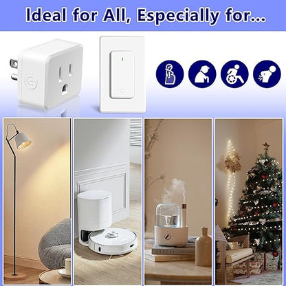 Remote Switch Outlet 2Sets, GreenCyle Outlet Plug with Remote, Wireless On/Off Light Switch Wall Mounted, 15A/1500W, TUV Listed, No Wiring Needed, 500ft RF Range, for Lamps, Fans, Household