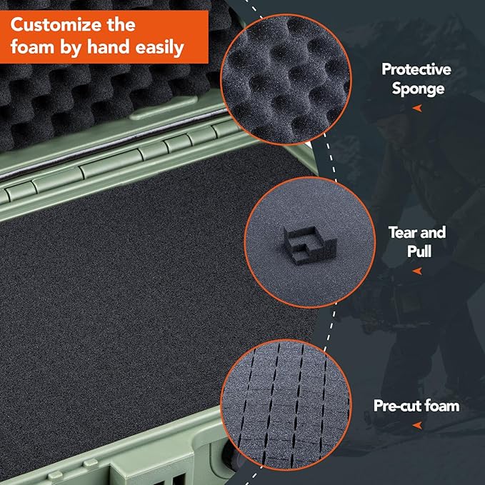 Lykus HC-3310 Waterproof Hard Case with Customizable Foam Insert, Interior Size 12.99x8.27x5.31 in, Suitable for pistol,camera,lens,drone,mic,flashlight,telescope,action cam,electronics,tools,and more