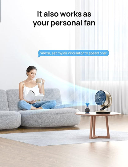 Dreo Smart Desk Fan for Bedroom, 13" Powerful 70 ft Whole Room Air Circulator Fan, 120°+90° Oscillating Fans with Voice Control, 4 Speeds, 5 Modes, 12H Timer Portable Table Fan for Office, Home