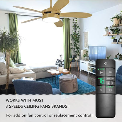 Thermostatic Ceiling Fan Remote Control Replacement for Hampton Bay 2AAZPHD3/HD3 KUJCE10320/TR222A, with Timer Light Dimmer, 3-Speed Wall Mount (Remote Only)