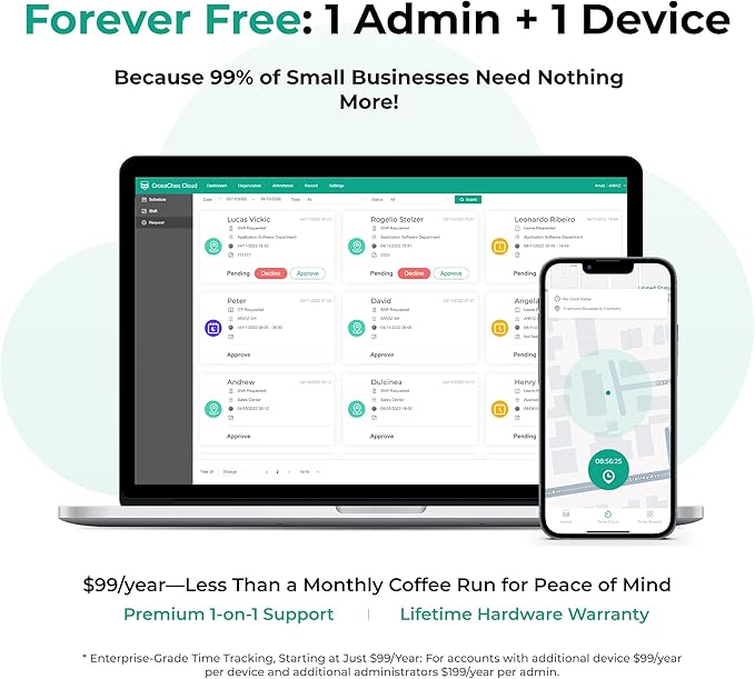 ANVIZ Time Clocks for Employees Small Business - Forever Free Cloud Software - FacePass 7 Pro Biometric Clock in and Out Machine - Support Door Access - Face + RFID + Pin Punching, FacePass 7 Pro
