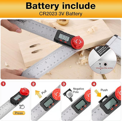UNIPEC Digital Angle Finder Protractor, Angle Finder Ruler,Stainless steel 7inch 200mm 7inch/200mm, Angle Measuring Tool for Woodworking,Carpenter,Construction,DIY Measurement (Stainless Steel)