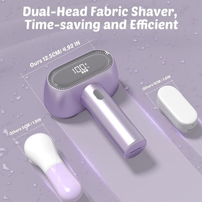 Tylasom Fabric Shaver, Rechargeable Double-Head Lint Remover, Electric Lint Shaver and Clothing Shaver to Remove Pillings and Fuzz Easily