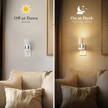JandCase Night Light, Night Lights Plug into Wall,2 Pack 3000K Warm White LED Nightlight with Adjustable Brightness, Automatic Night Light Plug in with Light Sensor for Bathroom Hallway Christmas Gift