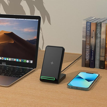 Fast Wireless Charger, 15W Wireless Charging Stand Compatible with Samsung Galaxy S24/S23/S22/S21/S20, for iPhone 16/15/14/13/12/11/XR/8, for Google Pixel 9 8 7,and More.