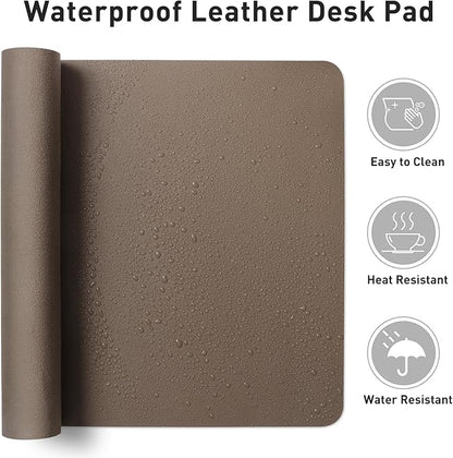 Aothia Leather Desk Pad Protector, Large Mouse Pad, Office Mat, Non-Slip PU Leather Blotter, Laptop Desk Pad, Waterproof Writing Pad for Office and Home (Coffee, 23.6" x 13.7")