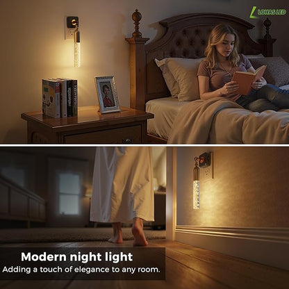 L LOHAS LED Night Lights Plug into Wall, 2 Pack Dimmable Night Light 0-100LM, Rotating Night Lights With Light Sensor, 3000K Soft Light, LED Acrylic Bubble Nightlight Plug in for Bathroom Hallway