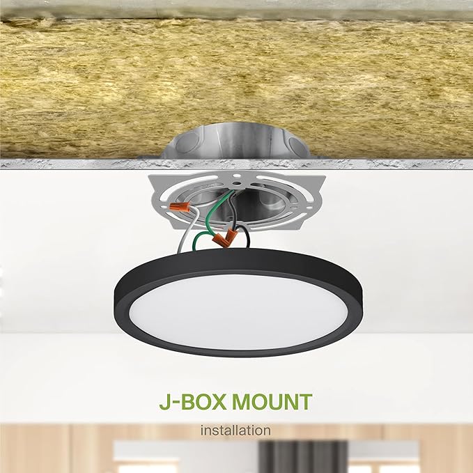 ASD LED 5" Round Flush Mount Ceiling Light Fixture, Low Profile Surface Lighting | 5CCT, Dimmable, Ultra-Thin, ETL Listed | 10W 700LM 2700-6000K 120V | Kitchen, Bedroom, Hallway Lamp | Black, 12 Pack