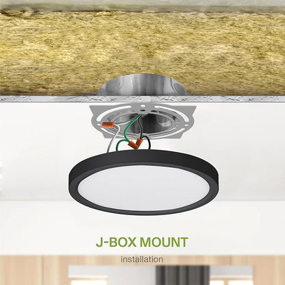 ASD LED 5" Round Flush Mount Ceiling Light Fixture, Low Profile Surface Lighting | 5CCT, Dimmable, Ultra-Thin, ETL Listed | 10W 700LM 2700-6000K 120V | Kitchen, Bedroom, Hallway Lamp | Black, 12 Pack