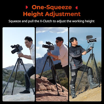 SmallRig x Potato Jet Tribex Hydraulic Carbon II Tripod Fast Extend Camera Travel Tripod, Low Angle Photograph to 5.9in/15cm, Max Height 61in/155cm, Weight 5.7lbs, Load up 55lbs -5756
