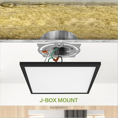 ASD LED 12" Square Flush Mount Ceiling Light Fixture, Low Profile Surface Lighting | 5CCT, Dimmable, Ultra-Thin, ETL Listed | 24W 1700LM 2700-6000K 120V | Kitchen, Hallway Lamp | Black, 4 Pack