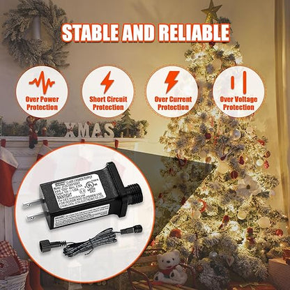 12V 1A LED Controller with Extension Cord, Replacement Model JT-DC120V1000-F Class 2 Power Supply Ip44 Low Voltage Transformer for Christmas String Light Inflatable Decorations