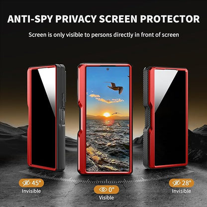 TONGATE for Z Fold 6 Case with Ring Stand, Built-in S Pen Holder & Glass Screen Protector Shockproof Rugged Z6 Phone Case with Slide Camera Cover & Belt Clip for Samsung Galaxy Z Fold 6 2024, Red