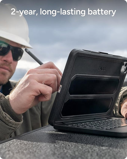 ZAGG Rugged Book Detachable Case and Magnetic-Hinged Keyboard for iPad Air 11" (M3)/ Air 11" (M2)/ iPad 10.9" (air 4th gen)/ 11" (1st & 2nd Gen), Bluetooth Pairing, Backlit Keyboard, Black