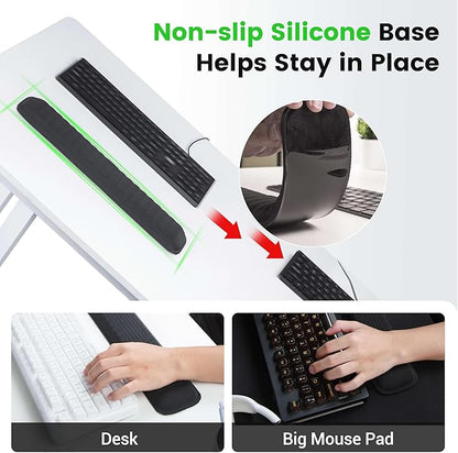 MEKASS Keyboard Wrist Rest for 60% Compact Keyboard, Ergonomic Soft Memory Foam Wrist Support with Non-Slip Silicone Base, Keyboard Pad Relieve Wrist Pain from Laptop, Computer, Typing (Pink)