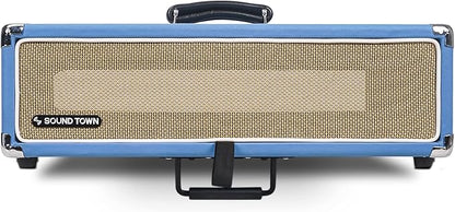 Sound Town Vintage 2U Amp Rack Case, 12.5" Depth with Rubber Feet, Dust Cover, Kickstand, Beau Blue (STVRC-2BL)