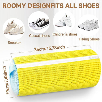 Shoe Washing Machine Bag Laundry Shoe Bag for Washer and Dryer Reusable 2pc Shoe Cleaning Bags for Sneakers 360° Deep Cleaning Machine for All Shoes Types With Self-locking Zipper