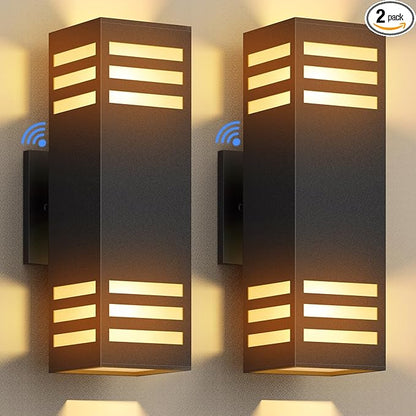 rosykite Dusk to Dawn LED Outdoor Light Fixture Wall Mount,Black Square Porch Lights Outdoor,Modern Exterior Wall Sconce Lights 13In, Bulb Includes Up Down Outside Wall Light for House Front Door