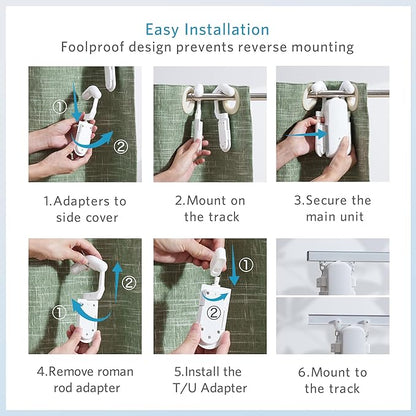 Tripvyantic Automatic Curtain Opener Smart Motorized: 2-Pack Heavy Duty 20KG Load Electric Curtain Robot with Remote for Bedroom Living Room│6-Month Battery for Home/Office/Nursery│No WiFi Needed