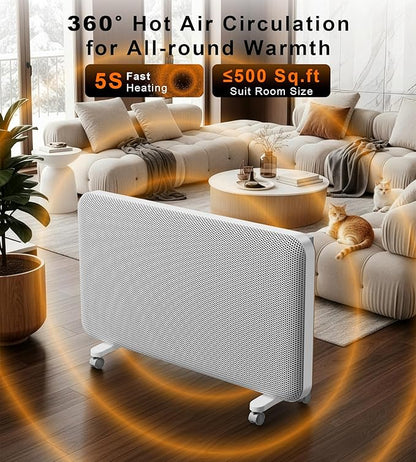 Landeagle Convection Infrared Space Heaters for Large Room, 1500W Electric Heater with Thermostat, 24H Timer,360° Whole-Room Heating, Heaters with Tip-over & Overheat Protection for Indoor Use(32IN)