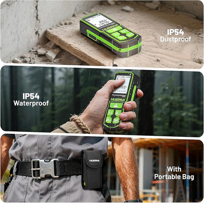 Laser Measuing Tool with Bluetooth APP, 200ft, ±1/16" High Accuracy, Huepar Rechargeable Green Beam Laser Distance Meter Multiple Measurement Modes, IP54 Durable for Home & Construction
