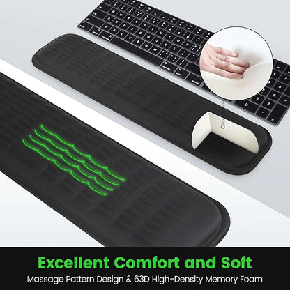 MEKASS Keyboard Wrist Rest - Soft Memory Foam Wrist Support for Long Hours of Work, Gaming, Studying (Light Gray)