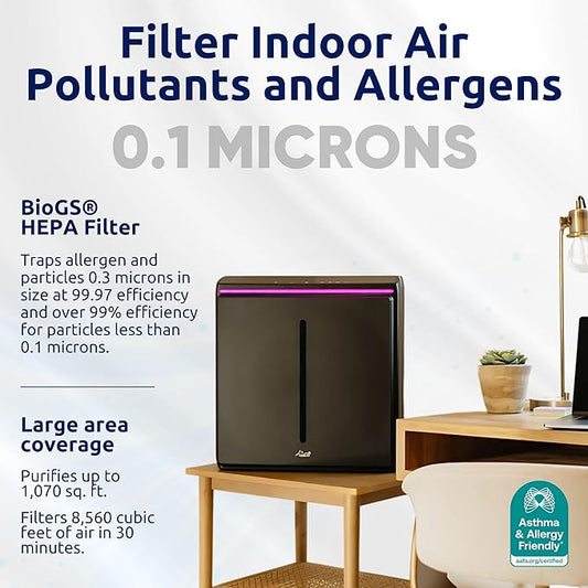 Rabbit Air, A3 SPA-1000N Air Purifiers for Home, Ultra Quiet HEPA Air Purifier - Wall Mountable Air Purifiers for Home Large Room, Allergies, Dust, Mold, Smoke & VOCs - (White, Pet Allergy Filter)