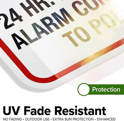 Warning 24 HR. Monitored Alarm Connected To Police Sign, 12x18 Inches, 3M EGP Reflective, Rust Free .063 Aluminum, Fade Resistant, Made in USA by My Sign Center
