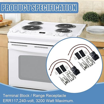 Pack of 2 Range Stove Element Plug Receptacle Block Terminal Block Range for Receptacle Whirlpool Kenmore Electric Stove Range Burner Receptacle Kit ERR117
